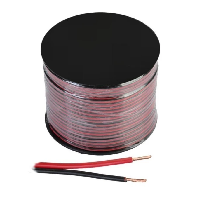 Kabel 2 żyłowy 2×0,5mm2 do taśma led 1m czerwono czarny