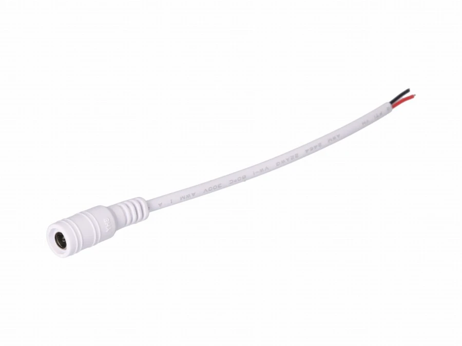 Gniazdo DC 5.5×2.5 przewód biały 15cm 22awg