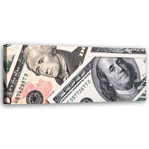 Feeby Obraz na płótnie, Zielone banknoty 90×30 421582