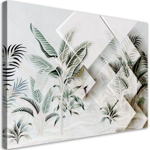 Feeby Obraz na płótnie, Zielone liście 3D 60×40 325595