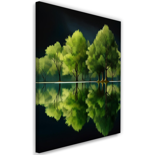 Feeby Obraz na płótnie, Zielony Las Jezioro Krajobraz 80x120 484934
