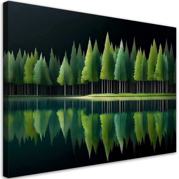Feeby Obraz na płótnie, Zielony Las Jezioro Natura 60x40 487296