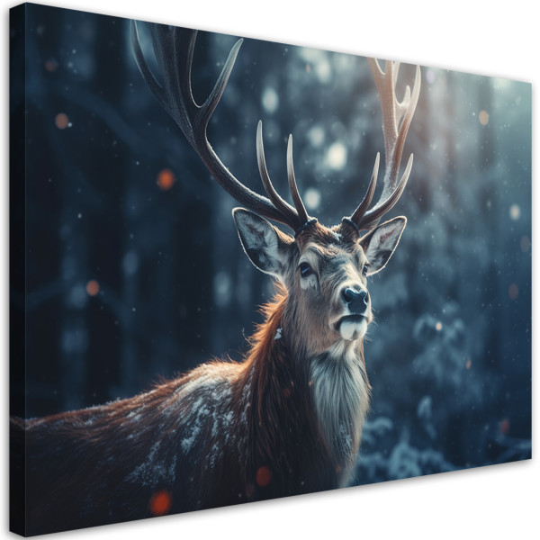 Feeby Obraz na płótnie, Zimowy jeleń 90x60 416941