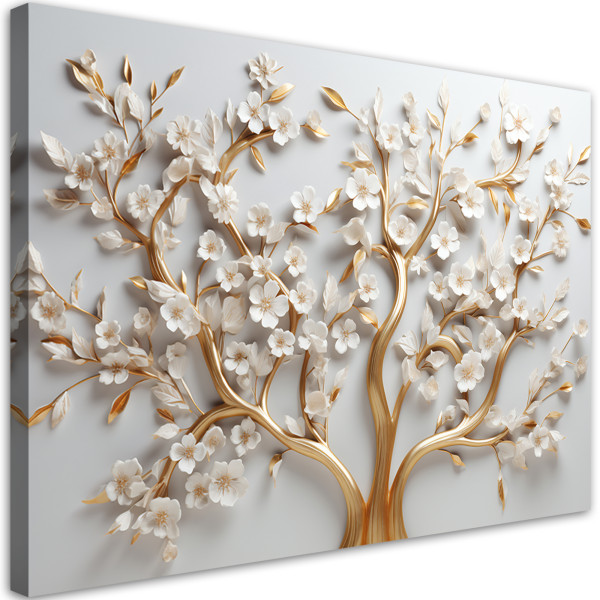 Feeby Obraz na płótnie złota magnolia glamour kwiat 3D 60x40 423406
