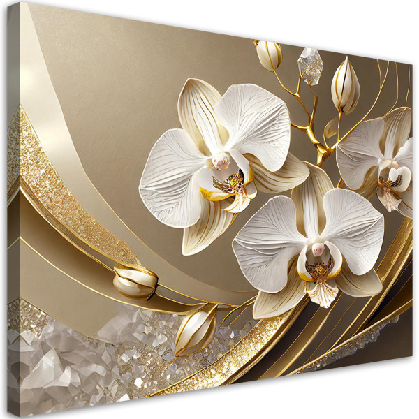 Feeby Obraz na płótnie, Złota Orchidea Kwiat 3D 60x40 561359