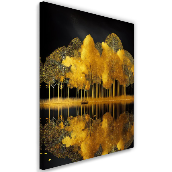 Feeby Obraz na płótnie, Złote Drzewa Glamour Pejzaż 60x90 486490