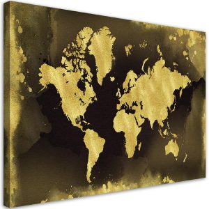 Feeby Obraz na płótnie, Złote kontynenty vintage 60×40 327368 Feeby Obraz na płótnie, Złote kontynenty vintage 60×40 327368