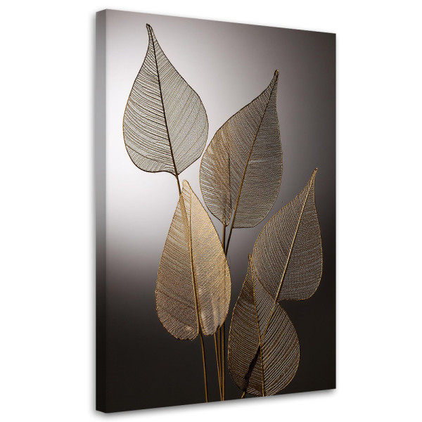 Feeby Obraz na płótnie, Złote Liście Minimalizm 70x100 486958