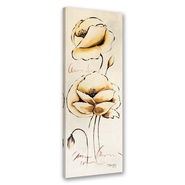 Feeby Obraz na płótnie Złote malowane kwiaty 50x150 386967