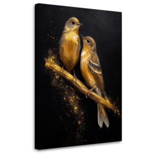 Feeby Obraz na płótnie, Złote Ptaki na gałęzi Zwierzęta 40×60 485344 Feeby Obraz na płótnie, Złote Ptaki na gałęzi Zwierzęta 40×60 485344