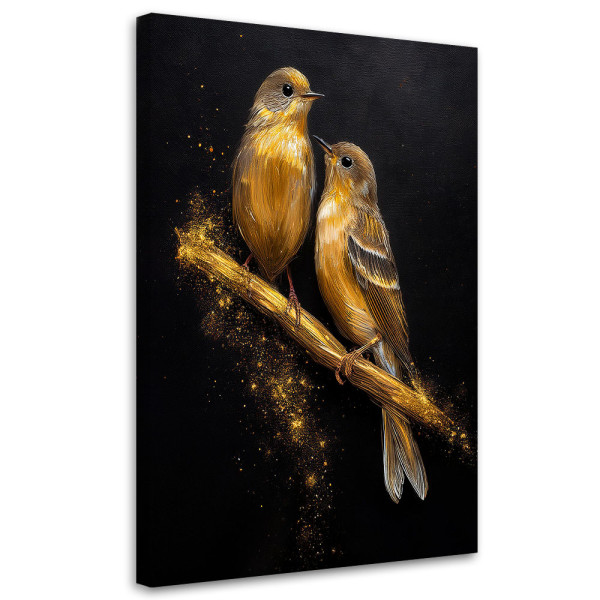 Feeby Obraz na płótnie, Złote Ptaki na gałęzi Zwierzęta 80x120 487307