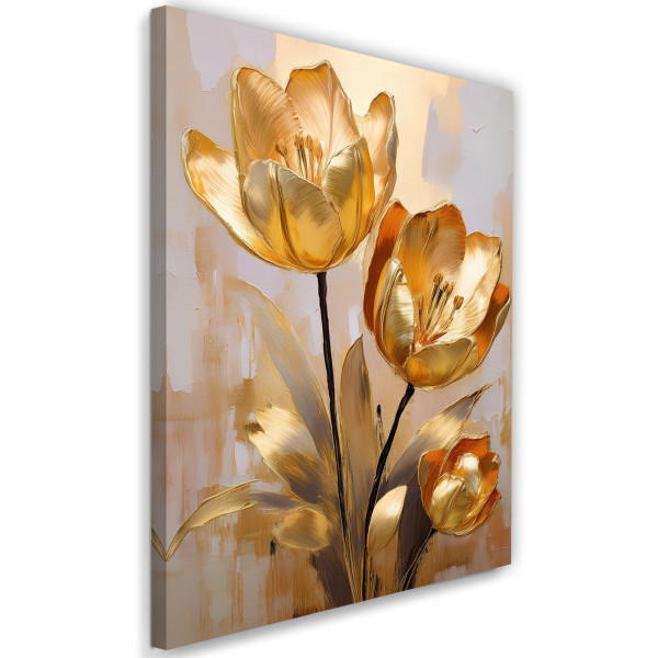 Feeby Obraz na płótnie, Złote Tulipany Glamour 60x90 486517