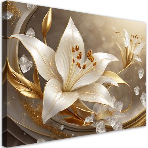 Feeby Obraz na płótnie, Złoty kwiat glamour 120×80 416360 Feeby Obraz na płótnie, Złoty kwiat glamour 120×80 416360