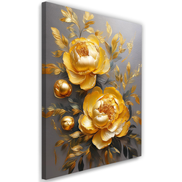 Feeby Obraz na płótnie, Złoty Kwiat Piwonii Glamour 60x90 486859