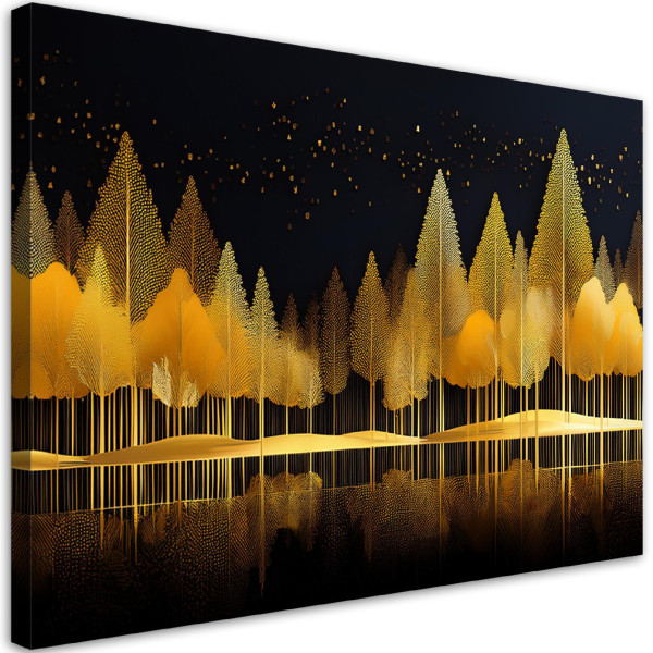 Feeby Obraz na płótnie, Złoty Las Abstrakcja Natura 90x60 488149