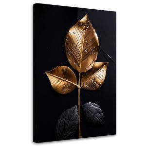Feeby Obraz na płótnie, Złoty Liść Rośliny Glamour 80×120 634171