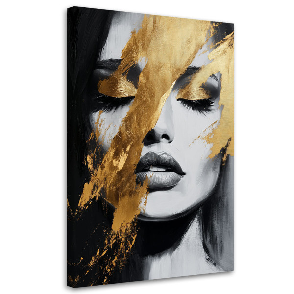 Feeby Obraz na płótnie, Złoty Portret Twarz Kobiety Glamour 70x100 563611