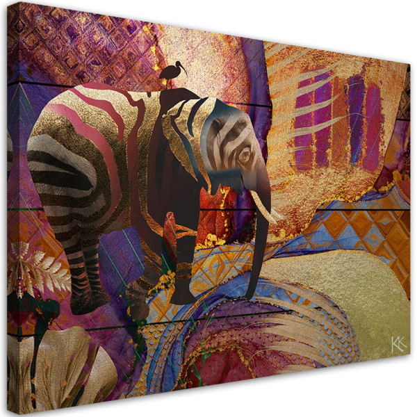 Feeby Obraz na płótnie, Złoty słoń na abstrakcyjnym tle 60x40 326825