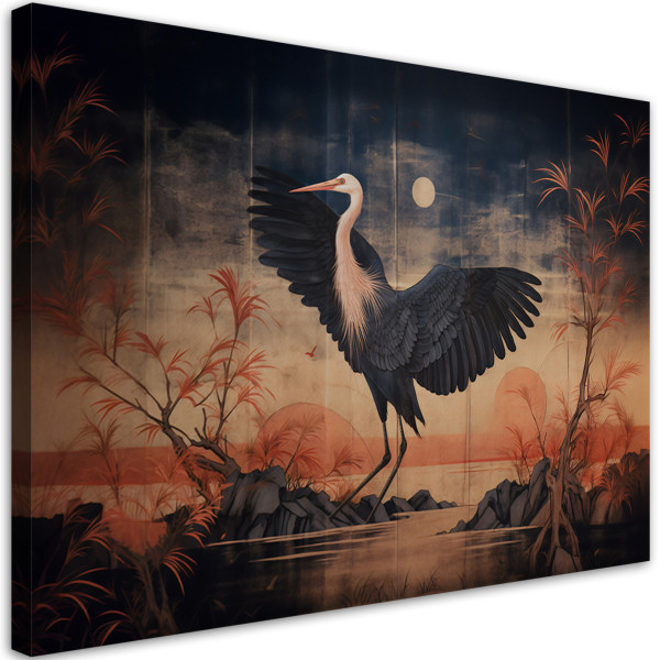 Feeby Obraz na płótnie, Żuraw Natura Orientalny 120x80 322961