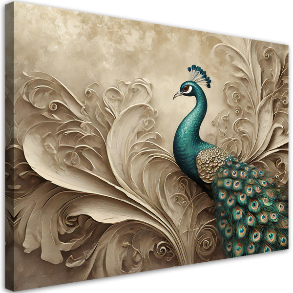 Feeby Obraz na płótnie, Zwierzęta paw beżowy 60x40 486346