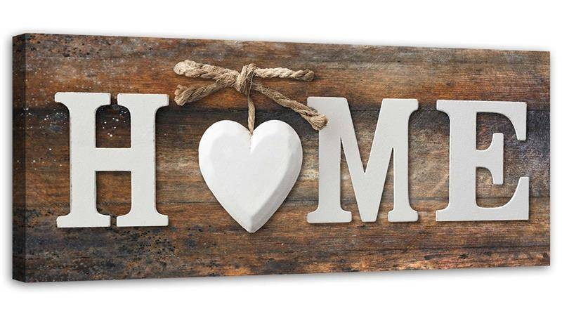 Feeby Obraz, Napis Home na tle desek w stylu vintage 150x50 317338