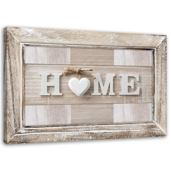 Feeby Obraz Napis Home w jasnym drewnie z ramą 100x70 409061