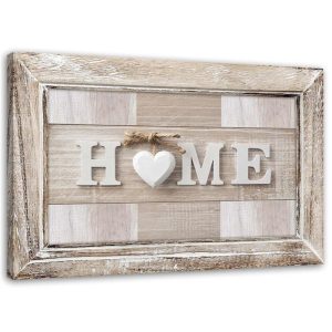 Feeby Obraz Napis Home w jasnym drewnie z ramą 120×80 409336 Feeby Obraz Napis Home w jasnym drewnie z ramą 120×80 409336