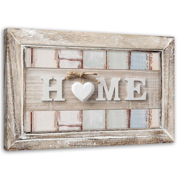 Feeby Obraz Napis Home z sercem w ramie vintage 100x70 327604