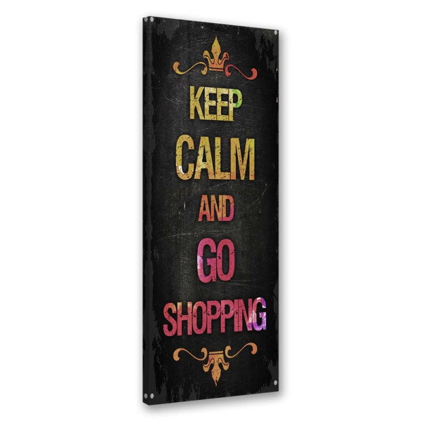 Feeby Obraz Napis Keep calm and go shopping 30x90 409309