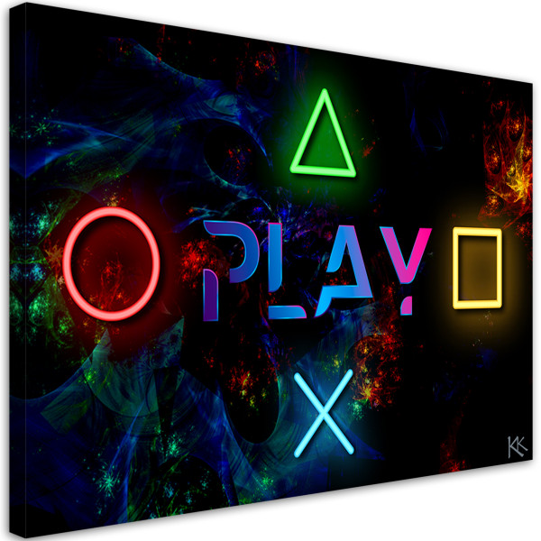 Feeby Obraz, Napis play i przyciski do kontrolera 120x80 327516