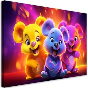 Feeby Obraz, Neonowe niedźwiadki abstrakcja 120×80 324239 Feeby Obraz, Neonowe niedźwiadki abstrakcja 120×80 324239
