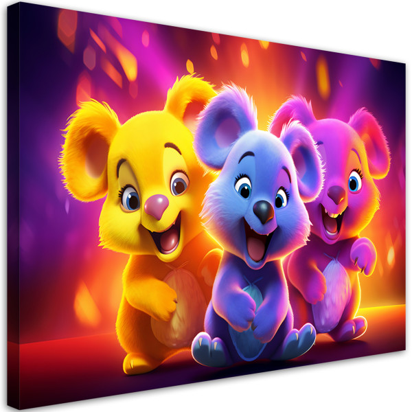 Feeby Obraz, Neonowe niedźwiadki abstrakcja 60x40 324224