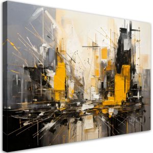 Feeby Obraz nowoczesny, Abstrakcjyjne miasto beżowy żólty 100×70 781525 Feeby Obraz nowoczesny, Abstrakcjyjne miasto beżowy żólty 100×70 781525
