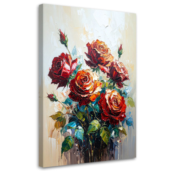 Feeby Obraz nowoczesny, Czerwone Róże Kwiaty imitacja farby 80x120 779644