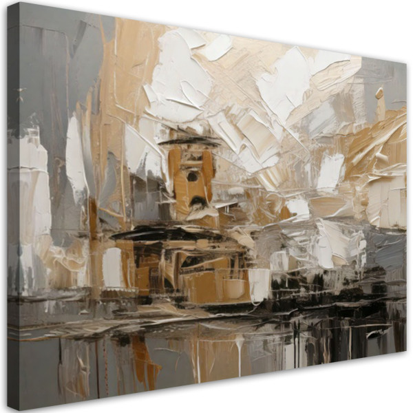 Feeby Obraz nowoczesny do salonu, Abstrakcja brązowo beżowa 60x40 777702