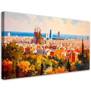 Feeby Obraz nowoczesny do salonu biura, Barcelona Miasto Pejzaż 100×50 780086 Feeby Obraz nowoczesny do salonu biura, Barcelona Miasto Pejzaż 100×50 780086