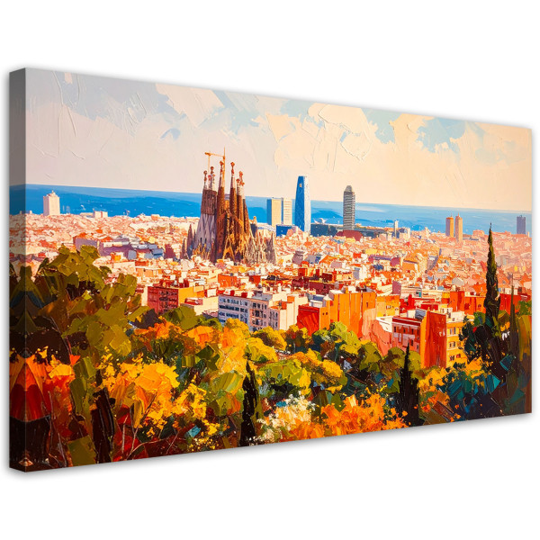 Feeby Obraz nowoczesny do salonu biura, Barcelona Miasto Pejzaż 80x40 780313