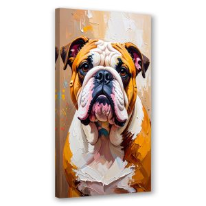 Feeby Obraz nowoczesny do salonu biura, Buldog Pies Zwierzę Beżowy 50×100 780705