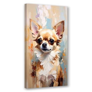 Feeby Obraz nowoczesny do salonu biura, Chihuahua Pies Zwierzę Beżowy 40×80 781307