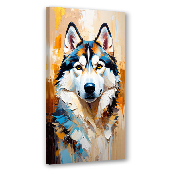 Feeby Obraz nowoczesny do salonu biura, Husky syberyjski Pies Zwierzę 40x80 780903