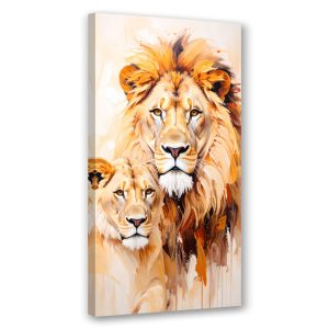 Feeby Obraz nowoczesny do salonu biura, Lwy Para Zwierzęta Natura 40×80 779452 Feeby Obraz nowoczesny do salonu biura, Lwy Para Zwierzęta Natura 40×80 779452