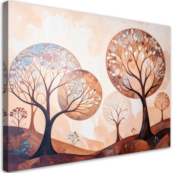 Feeby Obraz nowoczesny do salonu, Drzewa Abstrakcja Pejzaż Beżowy 60x40 778836