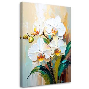 Feeby Obraz nowoczesny do salonu sypialni, Białe Orchidee Kwiaty 40×60 779828