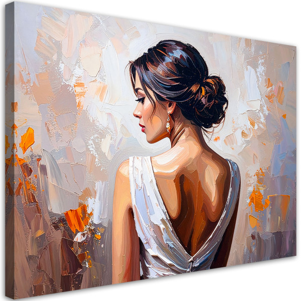 Feeby Obraz nowoczesny do salonu sypialni, Piękna kobieta Beżowy 100x70 778606