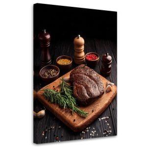 Feeby Obraz nowoczesny, Jedzenie Stek Wołowina Kuchnia Restauracja 70×100 485264