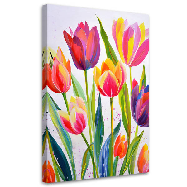 Feeby Obraz nowoczesny, Tulipany Akwarela Kolorowe 60x90 778262