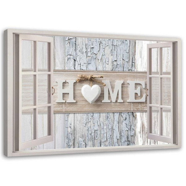 Feeby Obraz Okno Napis Home Serce shabby chic 120x80 317380