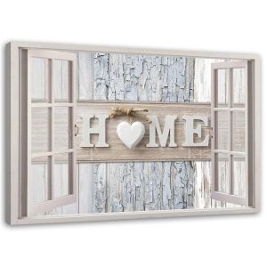 Feeby Obraz Okno Napis Home Serce shabby chic 60×40 317395 Feeby Obraz Okno Napis Home Serce shabby chic 60×40 317395