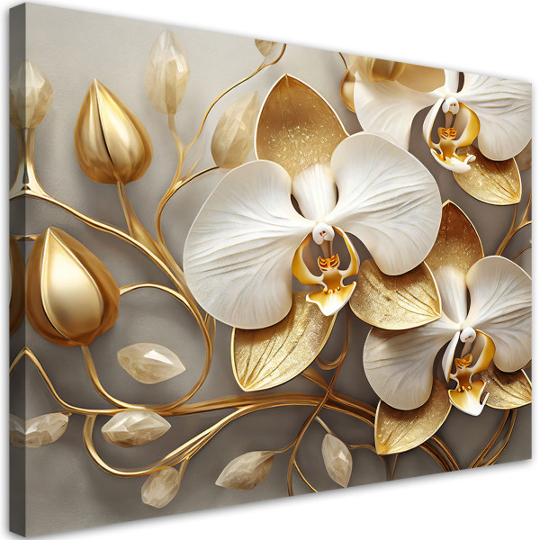 Feeby Obraz, Orchidea glamour złoty 90x60 315723