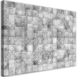 Feeby Obraz Orientalna mozaika na szarych kafelkach 90×60 325453 Feeby Obraz Orientalna mozaika na szarych kafelkach 90×60 325453
